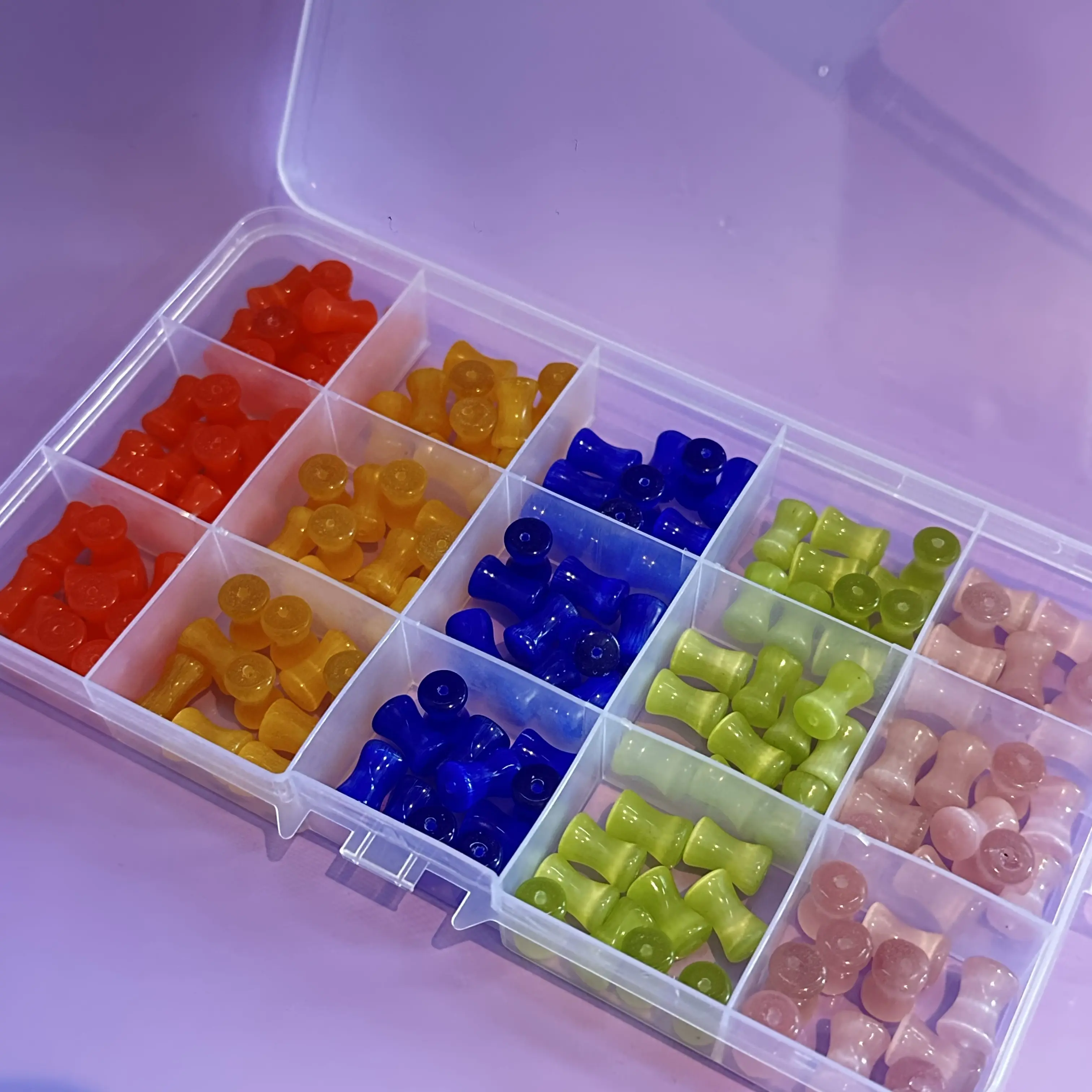 【B80】【 Bamboo Cat Eye Glass Beads】11mm Rainbow Mix For DIY Jewelry Making