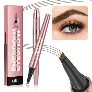 QIC Microblading Eyebrow Pencil, Eyebrow Pen with an Upgrade Micro-Fork Tip Applicator, Waterproof, Long-Lasting Microblading Eyebrow Pencil, Flawless Brow Pen for Natural Looking, Eyebrowtint, Light Coffee Eye Makeup Cosmetic