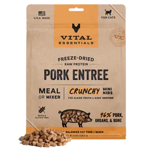 Vital Essentials Freeze-Dried Raw Pork Entree Cat Food Mini Nibs