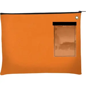 Canvas Interoffice Mailer 14 oz 14 x 11 Inch Orange Large Zipper Bag with Grommet for Security Use with Padlock or Zip Tie
