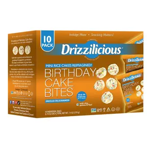 Drizzilicious Mini Rice Cakes S'mores - Rice Crisps, Healthy Snack for Adults and Kids, Flavored Rice Cakes, Vegan, Gluten Free, Allergen Free, Only 90 Calories Per Bag - 0.74 oz (Pack of 10)