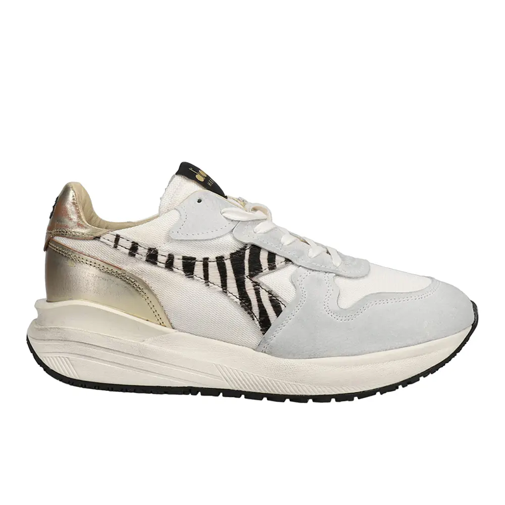 diadora Womens Venus Circus Dirty Metallic Zebra Lace Up Sneakers Shoes Casual - White