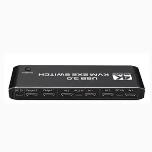 4K60Hz HDMI Matrix 2 In 2 Out KVM Switcher Dual Screen Extender With USB3.0