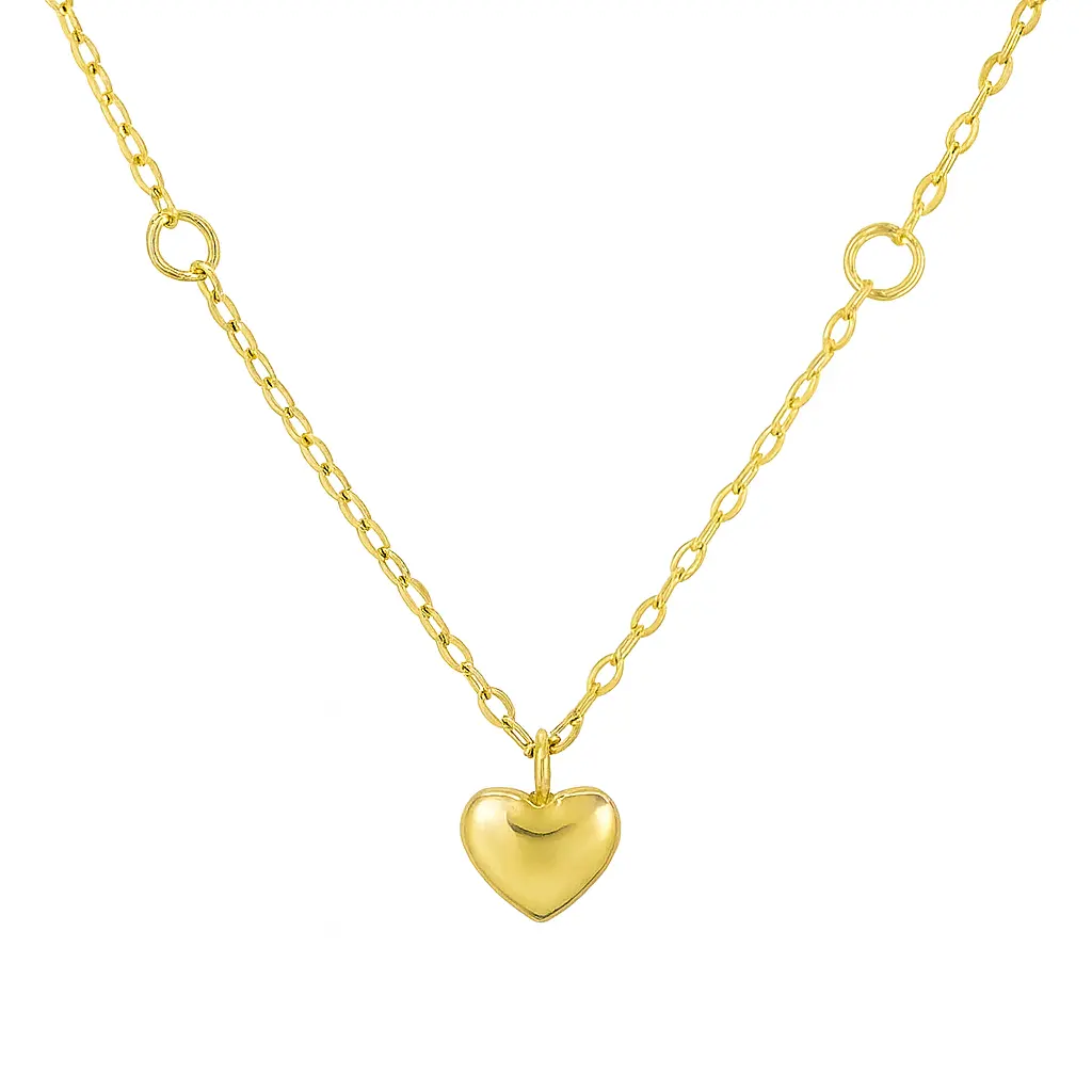 Charmette Jewels 18k Gold Plated Stainless Steel Womens WATERPROOF Bubble Heart Shaped Pendant Chain Necklace Elegant Style for Everyday Wear School Present Christmas Gift
