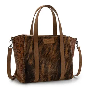Wrangler Genuine Hair-On Cowhide Wide Crossbody Tote