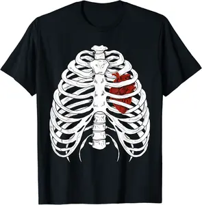 Skeleton Shirt, Ribcage shirt, Skeleton Ribs Bones Costume T-Shirt - 38B09PKK6HFL