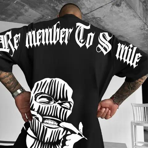Men's Street Style Streetwear Graphic Print Round Neck Tee, Loose Casual Short Sleeve Crew Neck T-shirt for Daily Wear, Fashion Men's Top for All Seasons, Oversized T Shirt