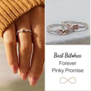 Forever Best Friends Pinky Oath Infinity Symbol Ring -  Colorfast & Comfortable Fit Best Bitches Pinky Promise Rings for Unbreakable Bond Matching Friendship Rings