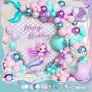 Ocean Theme Party Balloon Garland Set, Mermaid Tail Balloons for Kids, Perfect for Valentine’s Day Weddings and Decorations