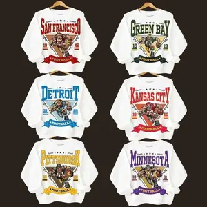 Vintage All Team Football Sweatshirt, White Retro 90s Sports Graphic Tee, Unisex Game Day Fan Shirt, Classic Football Gift