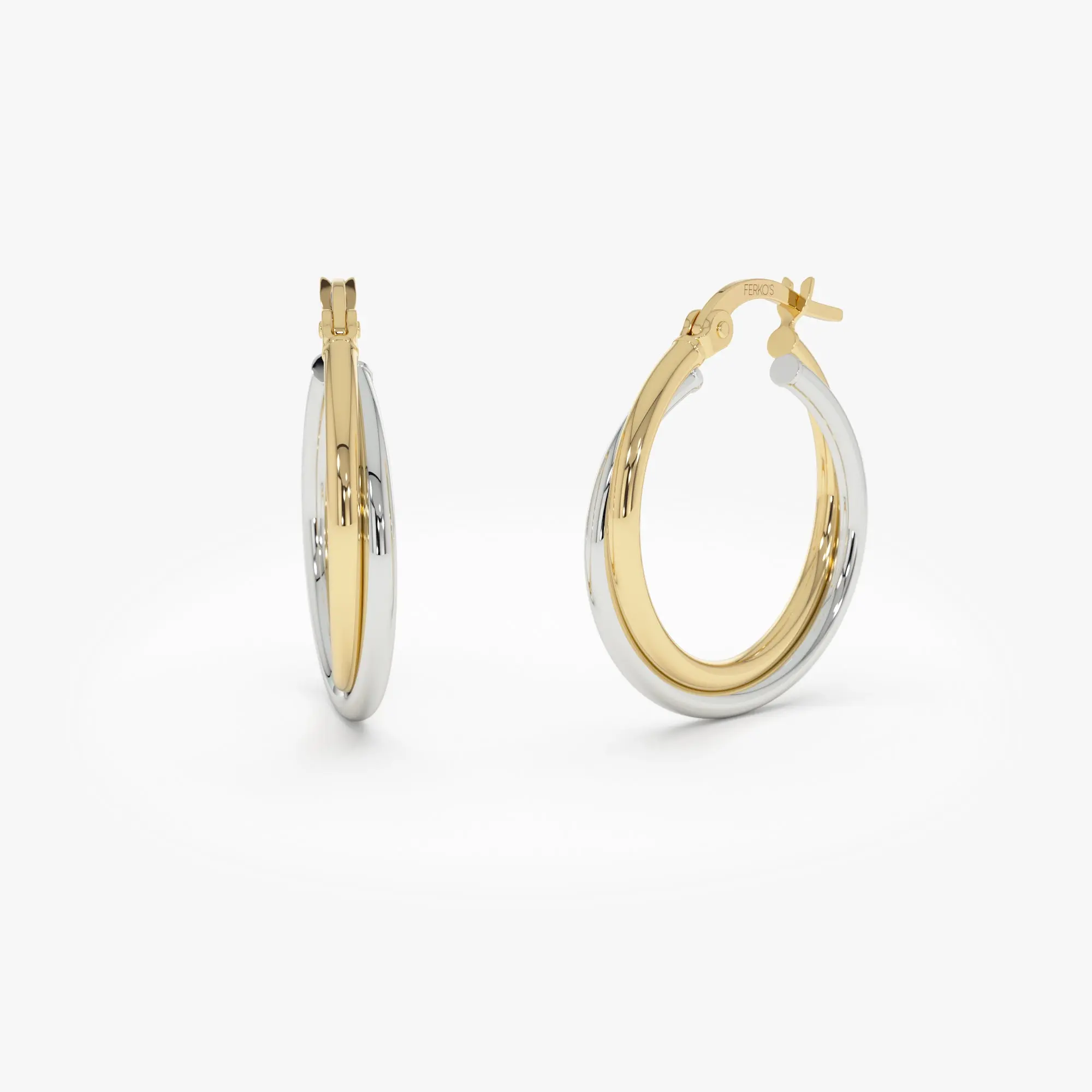 14k Two Tone Gold 20MM Hoop Earrings