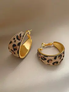 Elegant Velvet Leopard Print Hoop Earrings for Women, Unique Design, Perfect for Engagements and Parties, Fashion Accessory, Fashionable Jewelry
