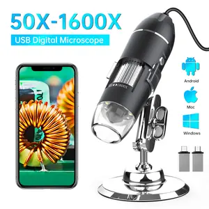 1080P HD Soldering Microscope 1600X USB Microscope with 8LEDs Compatible For Android Mac Windows (X4)