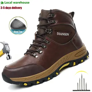 Steel Toe Boots for Men Indestructible Steel Toe Shoes Breathable High Top Work Boots for Men Lightweight Safety Shoes Non Slip Work Shoes Industry Construction Safety Boots