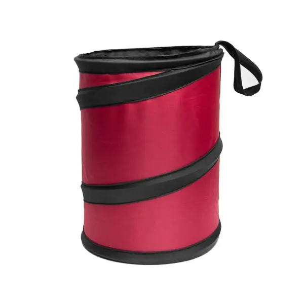 Small Red Durable Plastic Kitchen Garbage Can - Compact Collapsible Portable Waterproof Bin with Internal Spring, Space-Saving Storage for Home Cleaning Supplies