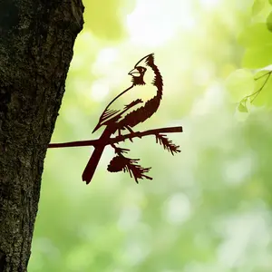 Metalbird |  Garden Art - Cardinal Hummingbird Owl - Gift For Bird Lovers - Weatherproof Corten Steel - Easy Installation - Symbolic Designs - Garden Statues & Sculptures