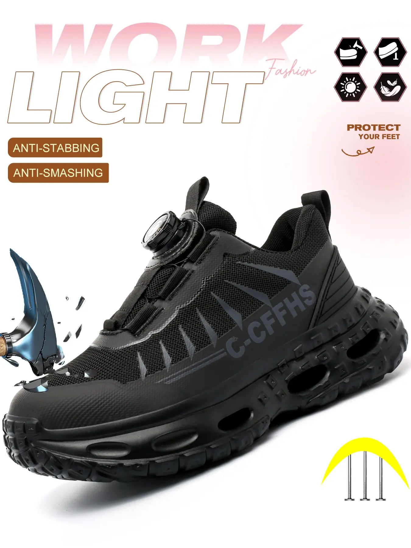 High-Style Women's Safety Work Shoes, Steel Toe Anti-Puncture, Comfortable Breathable Eva Sole, Ideal for Construction Sites, Workwear Shoes