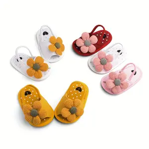 Trendy Cute Flower Decor Sandals Baby Girls, Breathable Lightweight Walking Shoes And