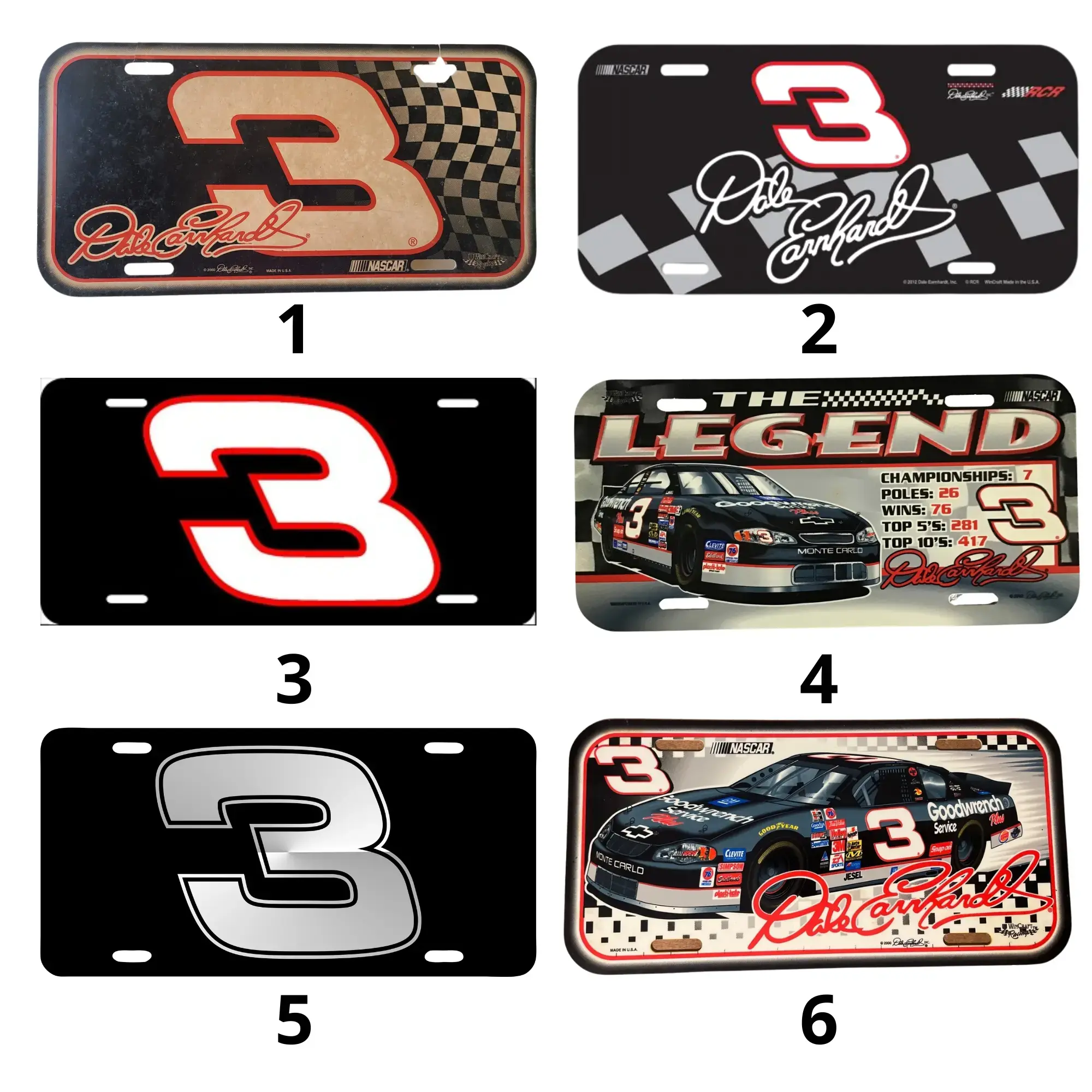 Dale Earnhardt Signature #3 Goodwrench NASCSR 2D Flat License Plate Car Accessory, Vehicle Decor Gift
