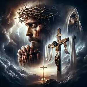Diamond Art Kits for Adults Praying Jesus, DIY 5D Diamond Painting Kit for Beginners, Full Round Drill Art Dots for Adults, Diamond Dots Paintings Crafts Home Wall Decor 14X14 Inch