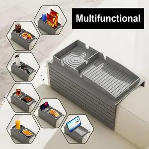 Universal Multi-Functional Sofa Armrest Organizer, Silicone Side Pocket and Tray, Remote Control, Phone, Small Items Storage, Living Room and Bedroom