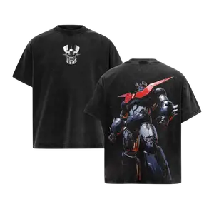 New Mazinger Z Mecha Washed Tee – Retro Mecha Robot Vintage Graphic T-Shirt, Oversized Streetwear Heavy Cotton Top, Anime Mecha Fan Gift, Classic Washed Graphic Tee for Collectors