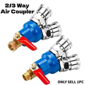 Pneumatic Compressor 2/3 Way Splitter with Switch Ball Valve, Internal/external Thread, Quick Connect Air Hose Adapter, Durable High-Pressure Connector