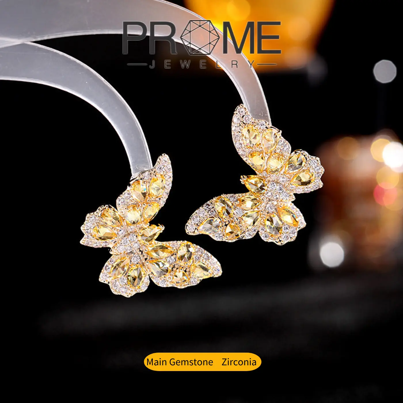 (CE002) 5A Zircon Butterfly Earrings - Chic, Luxurious Jewelry with Charm Design, Versatile Sparkling Accessory for Women’s Everyday Wear, Ideal Gift, Durable