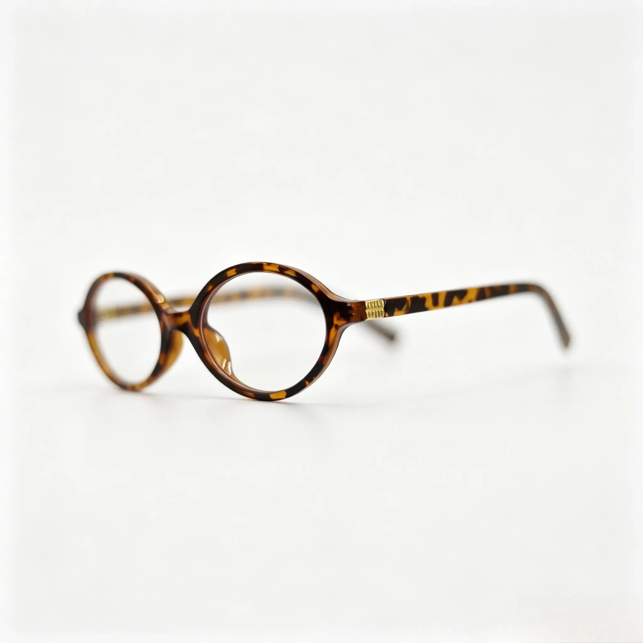 Women's Vintage Tortoiseshell Small Oval Eyeglasses - Female Unisex Sturdy Fine Craftsmanship Gold Metal Accent, Anti-Blue Light, Sun Protection Fashion Frames for Ladylike Outfits
