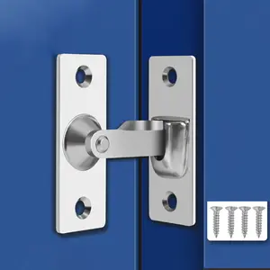 Door Hasp Latch Rustproof Corrosion Resistant Easy Assembly Mini Size 90-Degree Door Latch Sliding Door Lock Latch