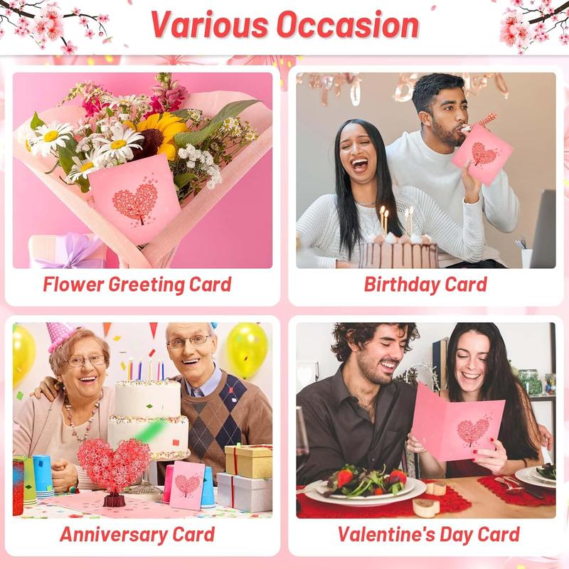 Paper Love Tree Valentine’s Day Card, Paper Art 3D Pop-Up Heart Tree Card – Romantic Love Greeting Card, Everlasting Heart Tree Valentine Gift for Her, Girlfriend, Wife, Boyfriend, Husband, Mom, Perfect for Birthdays & Wedding Anniversaries