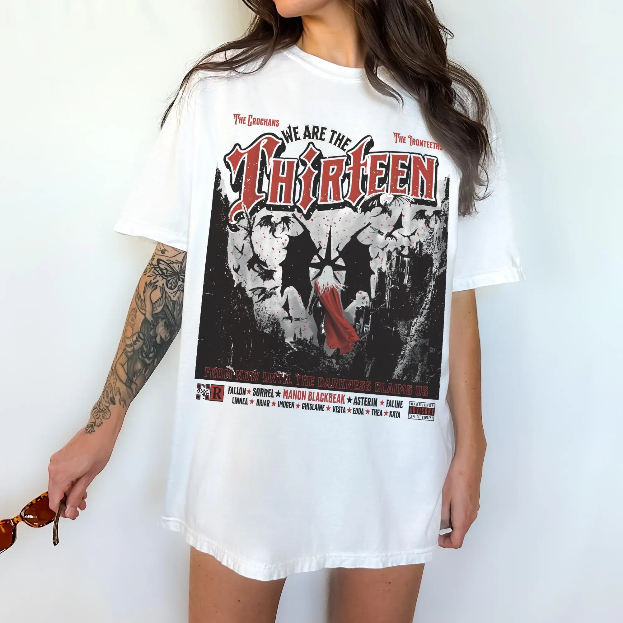 Comfort Colors VintageThe Thirteen Band Book Dragon Tee, Throne Of Glass Shirt, Manon Blackbeak Shirt, Abraxos Wyvern Terrasen Witchling SJM Gift