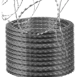 VEVOR Razor Wires, 147 ft Razor Barbed Wire, 3 Rolls Razor Wire Fencing Razor Fence, Double Spiral Ribbon Barbed Galvanized Fence, Rolls Razor for GardenVEVOR Super Brand Day