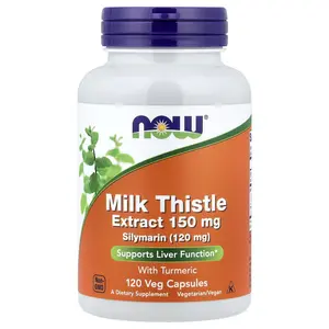 NOW Foods Milk Thistle Extract with Turmeric, 120 Veg Capsules