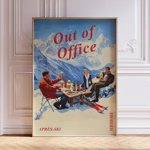 Vintage Apres Ski Print  Retro Apres Ski Wall Art  Vintage Bar Cart Print  Ski Poster  Mountain Ski Print  Winter Scene Ski Art Print
