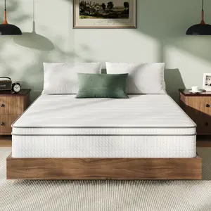 Hybrid Mattress Fiberglass-Free Full/Queen/King  -6/8/10/12/14 Inch-Perfect Balance of Softness & Firmness: High-Quality Mattress for All Sleepers & Body Alignment-Motion Isolation Mattress