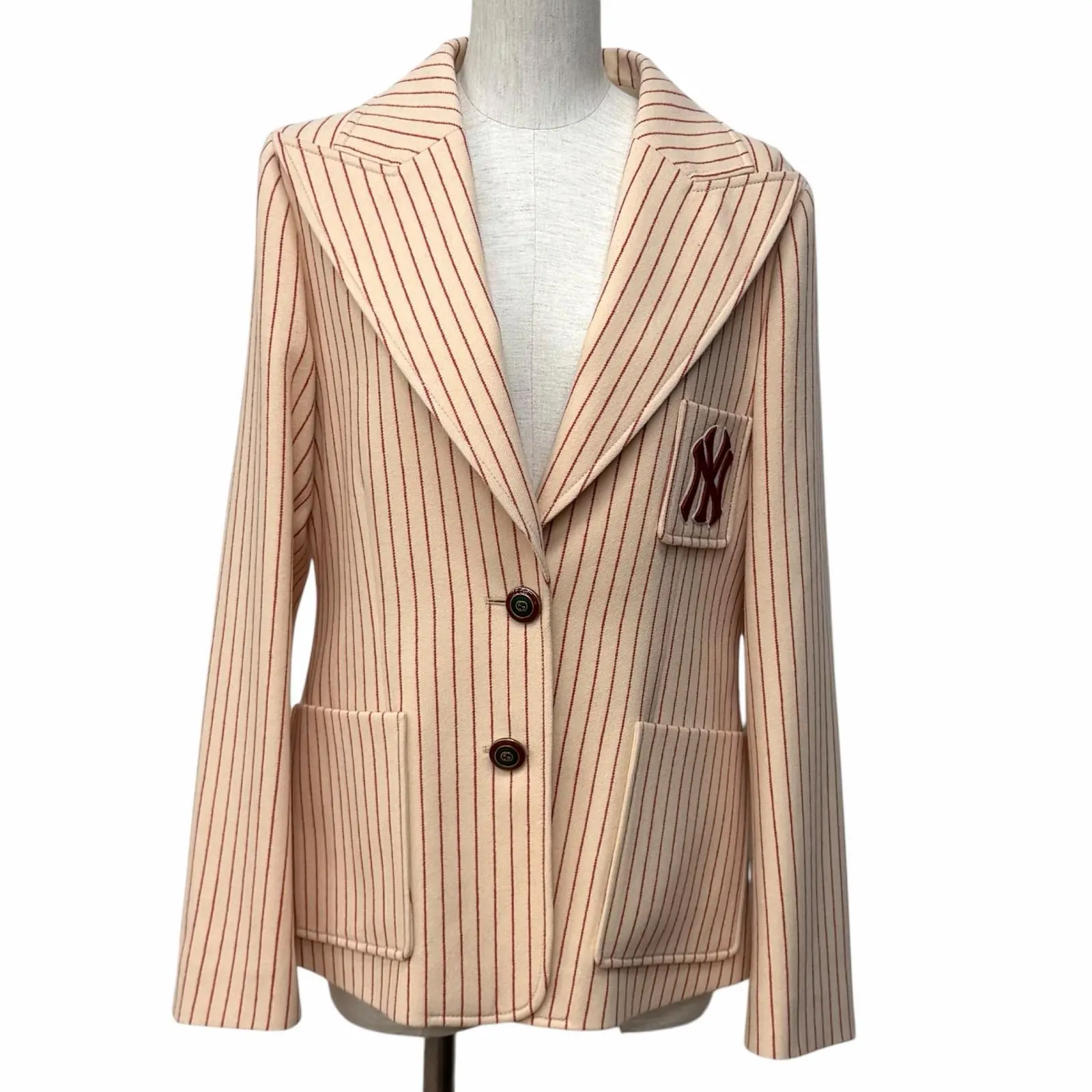Pre-owned GUCCI Wool Small Leather Goods New York Yankees Jacket
