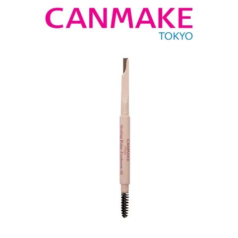 CANMAKE Limited Edition Styling Edge Eyebrow Pencil - 01 Natural Brown Brow Makeup Product, Squalane-Infused Thin Eyebrow Pencil for Sparse Brows, Ultra-Slim Tip for Hair-Like Strokes, Bottom-to-Top Definition, Draw Then Blend Natural Look