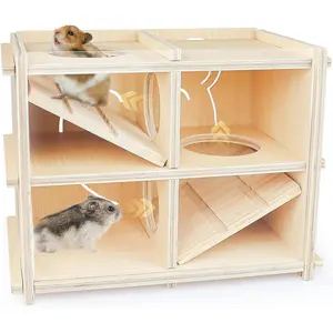 Hamster Toy Adventure Box,Multi Chamber Viewable Hamster House with Tunnel Meets The Nature of All Kinds and Sizes of Hamsters Rats Small pet Rodents(S) HAMSTER MAZE TOY