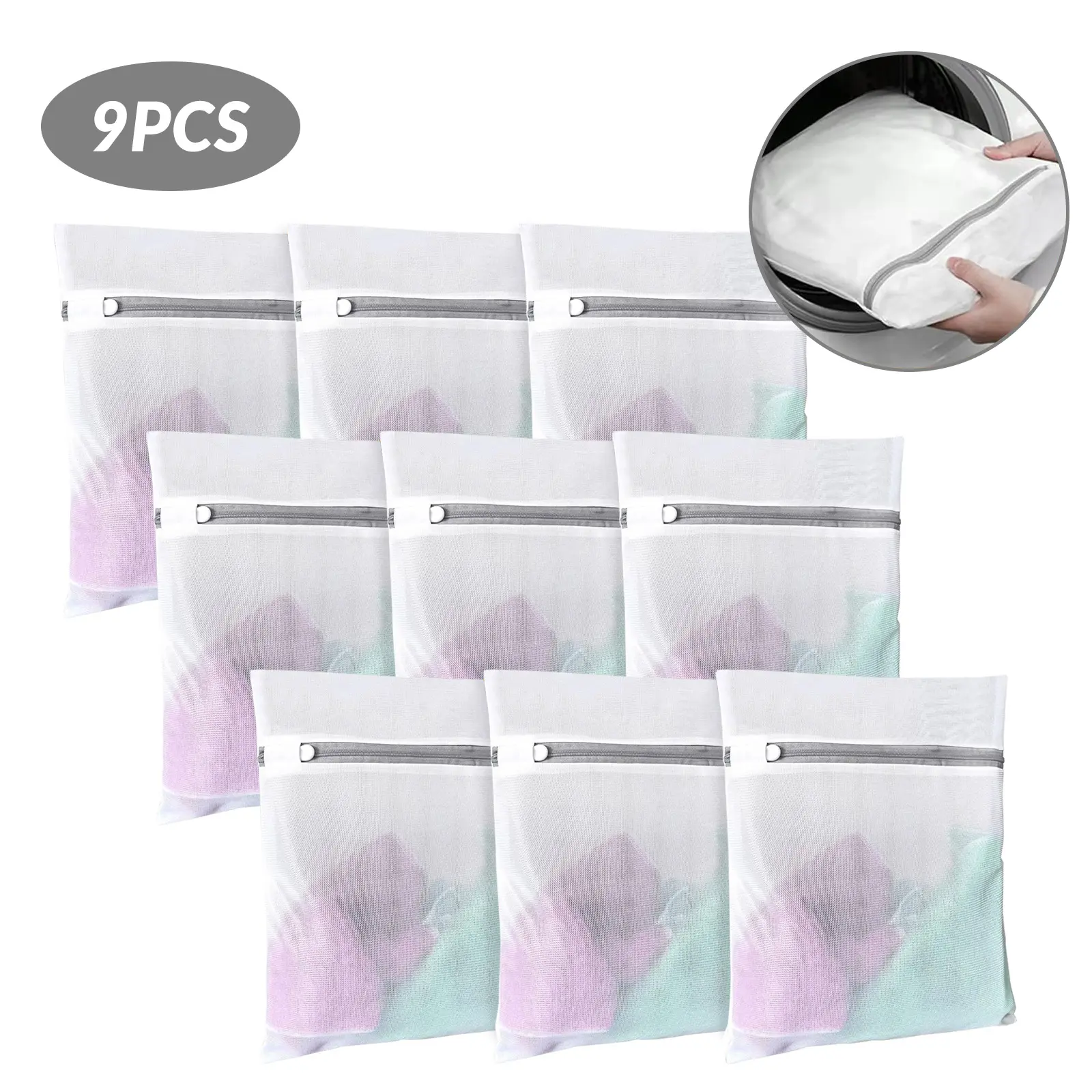 Mesh Laundry Bag for Delicates - Breathable Braided Zipper Dorm Accessory, Netting Washing Bag for Blouse, Hosiery, Underwear, Long-Lasting Home Laundry Tool, White, Netting Washing Bags