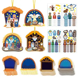 72pcs/set of Christmas Nativity Stickers, Make Nativity Scene Stickers, Birth Stickers, Christmas Handicraft Art Decoration Supplies, Suitable for Party School Classroom DIY Activities, DIY Decoration Stickers