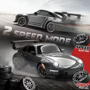 RC Dirft Racing Car 1:24 Scale 4WD 2.4GHz 30 km/h High-Speed Drift Tires with Polyethylene Body LED Lights 2 Batteries Included