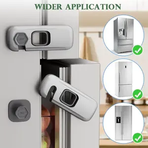 Waterproof Refrigerator Safety Lock Set, Child Proof Self-Adhesive No Drilling, Fits Fridge Drawers Oven Dishwasher Cabinet Wardrobe