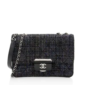 Pre-owned CHANEL Lambskin Crossbody Bags Tweed Beauty Lock Flap Bag