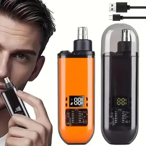 Black Nose & Ear Hair Trimmer Portable Electric Professional Painless USB Rechargeable Eyebrow & Facial Hair Trimmer for Men & Women Mini Travel-Friendly Design