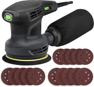 280W 13000OPM Max 6 Variable Speeds Orbital Sander with 15 count Sanding Discs, 5 electric Sander with Dust Collector for Sanding and Polishing