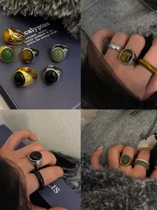 Stainless Steel Raw Stone Ring, Stainless Steel Rings, Unisex Jewelry for Daily Wear, Elegant Design Suitable for Men & Women, Perfect Gift Idea