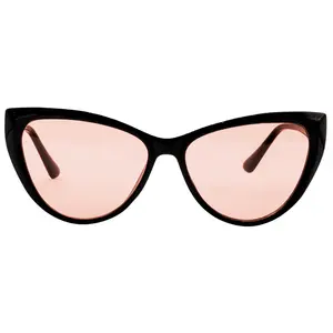FL-41 Migraine Glasses: Photochromic Transitional Indoor/Outdoor Lens- Black Cat Eye