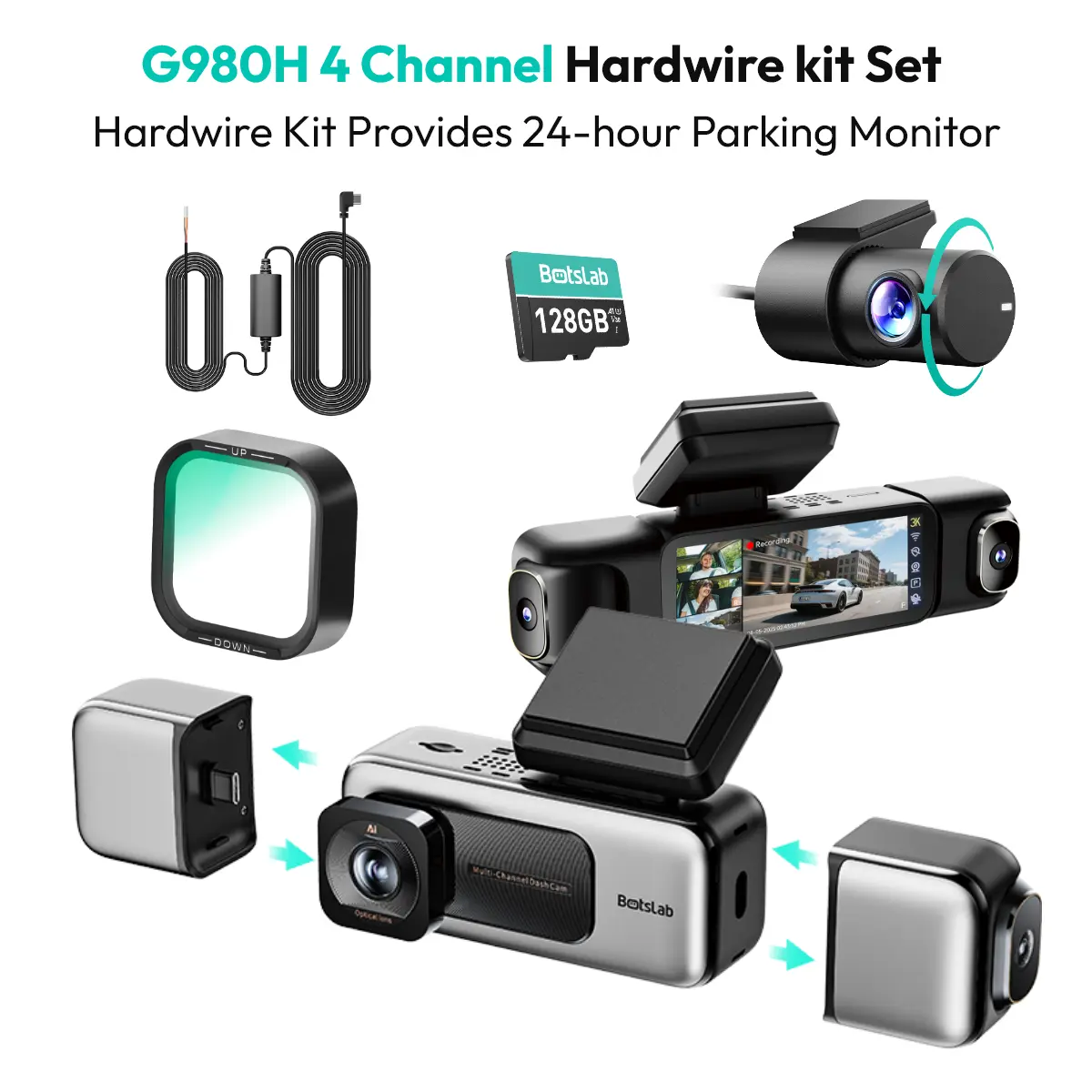 G980H 4 Channel+Polarizer CPL Filter+Hardwire Kit