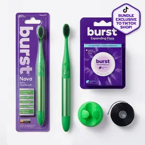 Lime Light Nova Sonic Toothbrush Bundle- Includes AAA Battery Sonic Toothbrush,  Wall Mount, Mint Eucalyptus Aroma Black Expanding Floss